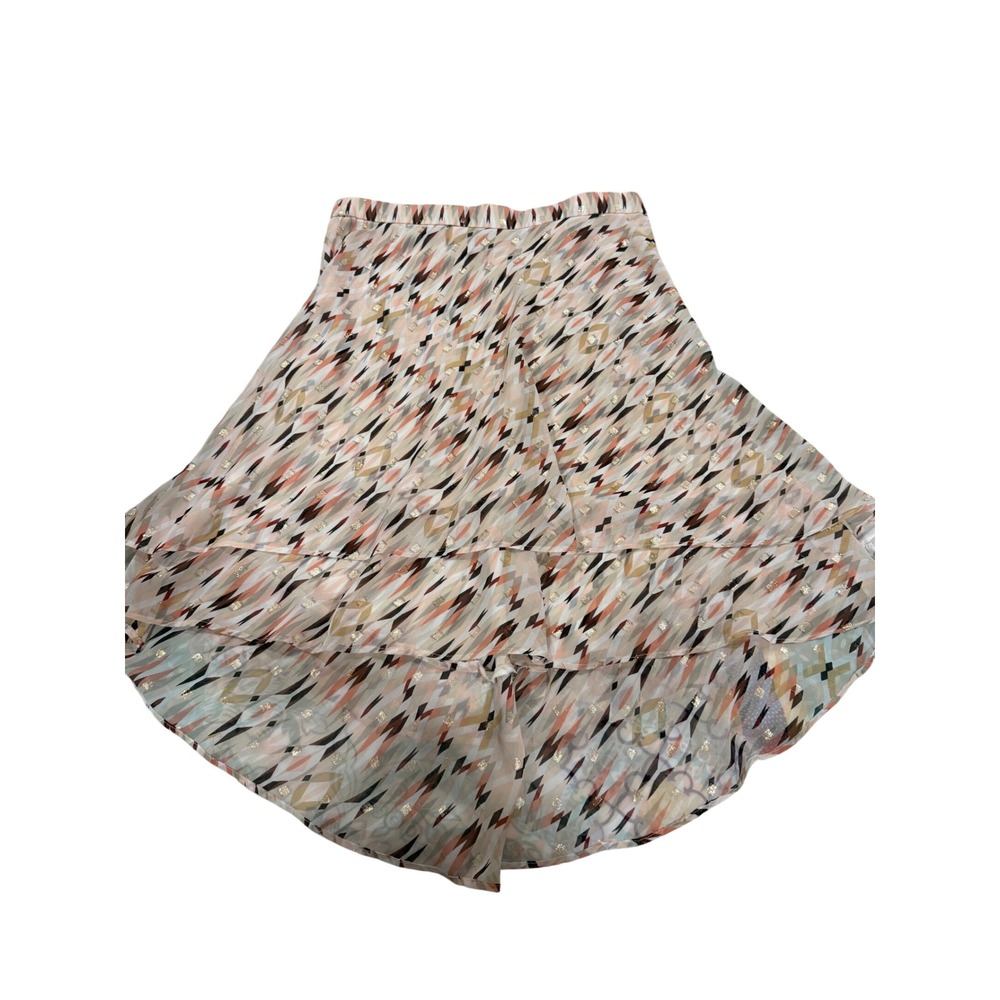 White House Black Market Women's Size 8 Tiered High Low Skirt Geometric Print‎